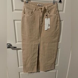 Zara Tan Denim Skirt